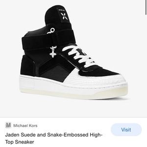 Micheal Kors Jayden high top genuine suede, snakeskin sneakers size 8 1/2